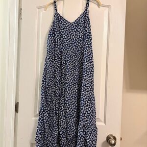 Old Navy Navy Blue Dress with White Floral Design